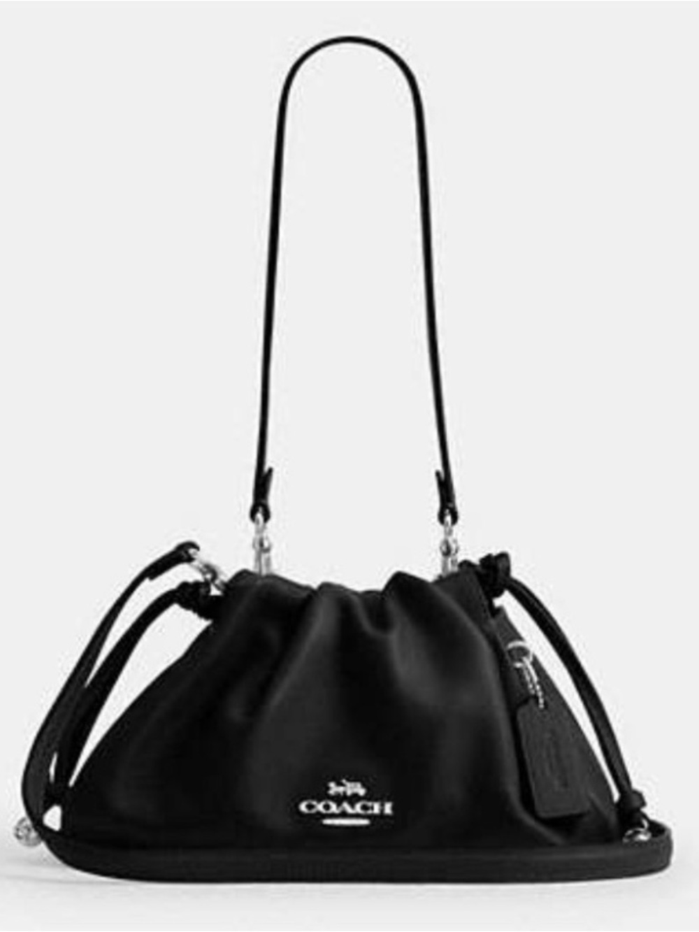 🖤Coach Pre Owned Like New Black Faye Drawstring Shoulder Bag/ Silver Hardware